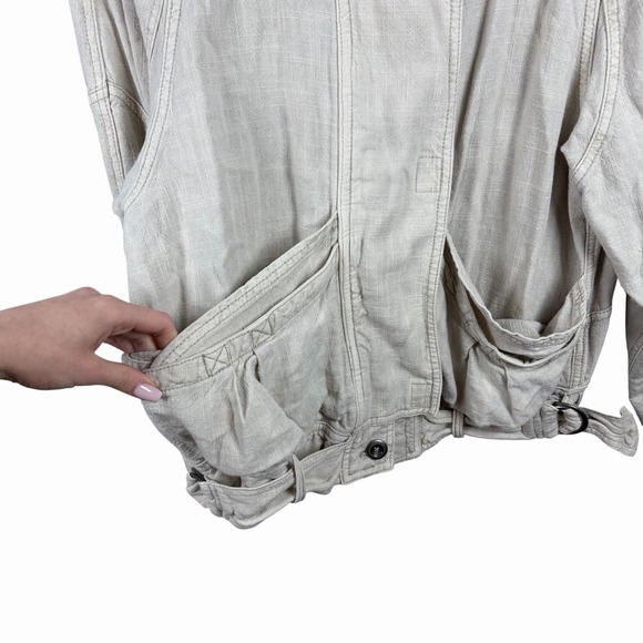 Free People Jayde Safari Bomber Embroidered Utility  Slouchy Jacket in Sand Sz S - Picture 5 of 12